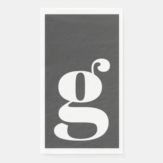 Serviette En Papier Monogramme minimal initial en gras noir (Devant)