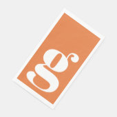 Serviette En Papier Monogramme minimal initial Gras brûlé orange (Coin)