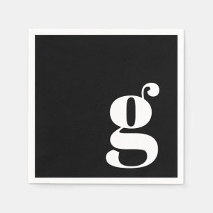Serviette En Papier Monogramme minimal initial noir noir noir noir