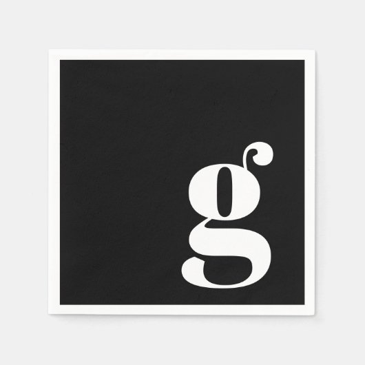 Serviette En Papier Monogramme minimal initial noir noir noir noir (Devant)