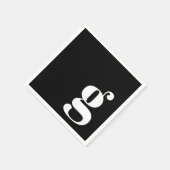 Serviette En Papier Monogramme minimal initial noir noir noir noir (Coin)