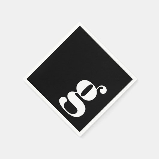 Serviette En Papier Monogramme minimal initial noir noir noir noir (Coin)