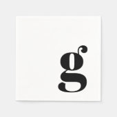 Serviette En Papier Monogramme minimal Rétro initial Blanc simple (Devant)
