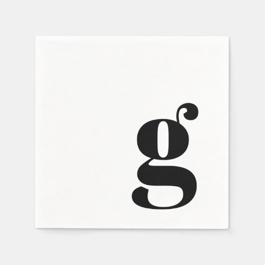 Serviette En Papier Monogramme minimal Rétro initial Blanc simple (Devant)