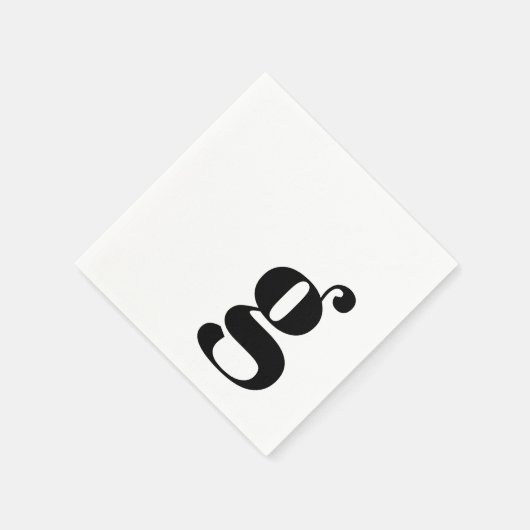 Serviette En Papier Monogramme minimal Rétro initial Blanc simple (Coin)