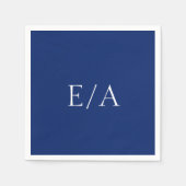 Serviette En Papier Monogramme minimal Simple Élégant Mariage bleu mar (Devant)