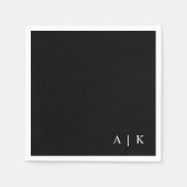 Serviette En Papier Monogramme minimal simple Noir mariage personnalis (Devant)