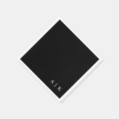Serviette En Papier Monogramme minimal simple Noir mariage personnalis (Coin)