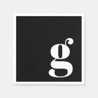 Monogramme Minimaliste Initial Retro Noir Blanc