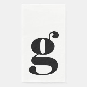 Serviette En Papier Monogramme Minimaliste Initiale Gras Blanc