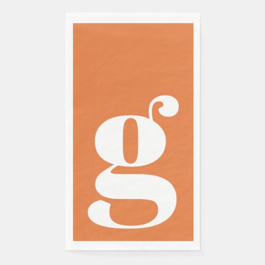 Serviette En Papier Monogramme Minimaliste Initiale Gras Orange Brûlé (Devant)