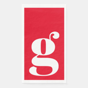 Serviette En Papier Monogramme Minimaliste Initiale Gras Rouge