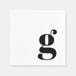 Serviette En Papier Monogramme Minimaliste Initiale Rétro Simple Blanc