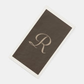 Serviette En Papier Monogramme minimaliste marron et beige (Coin)