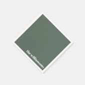 Serviette En Papier Monogramme minimaliste Nom Rétro Sage Vert (Coin)