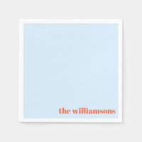 Monogramme Minimaliste Nom Rétro Simple Bleu Clair