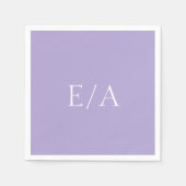 Serviette En Papier Monogramme minimum Lavande numérique Mariage viole (Devant)