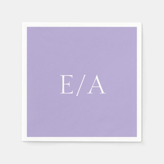 Serviette En Papier Monogramme minimum Lavande numérique Mariage viole (Devant)