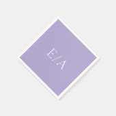 Serviette En Papier Monogramme minimum Lavande numérique Mariage viole (Coin)