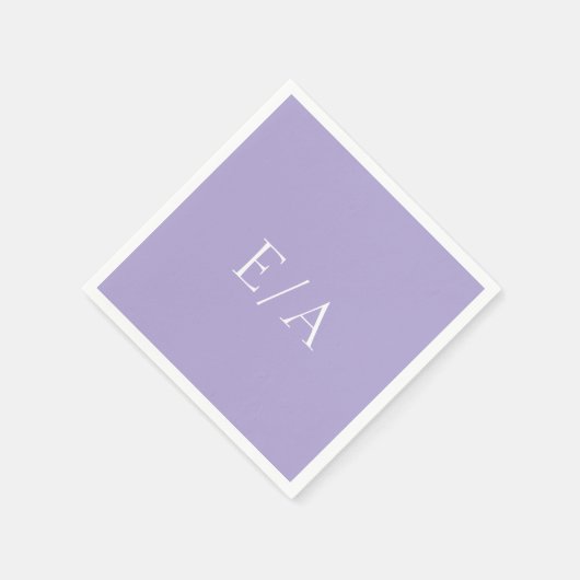 Serviette En Papier Monogramme minimum Lavande numérique Mariage viole (Coin)