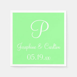 Serviette En Papier Monogramme Mint Vert Haute Couleur Coordination Na