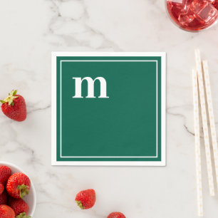 Serviette En Papier Monogramme minuscule gras tendance vert émeraude