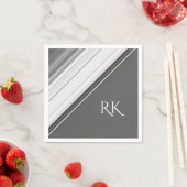 Serviette En Papier Monogramme moderne blanc sur gris (En situation)