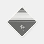 Serviette En Papier Monogramme moderne blanc sur gris (Coin)