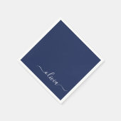 Serviette En Papier Monogramme moderne bleu marine et blanc (Coin)