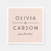 Serviette En Papier Monogramme moderne Blush et Mariage noir (Devant)