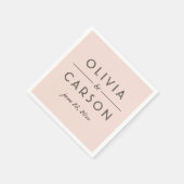 Serviette En Papier Monogramme moderne Blush et Mariage noir (Coin)