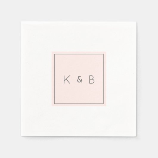 Serviette En Papier Monogramme moderne Champagne Cocktail rose Napkins (Devant)