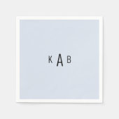 Serviette En Papier Monogramme moderne Cocktail bleu clair (Devant)