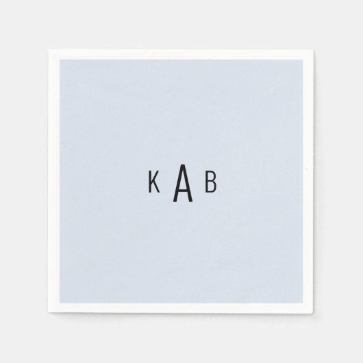 Serviette En Papier Monogramme moderne Cocktail bleu clair (Devant)
