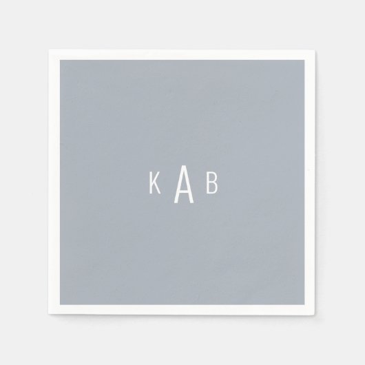 Serviette En Papier Monogramme moderne Dusty Blue Cocktail serviettes (Devant)
