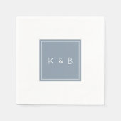 Serviette En Papier Monogramme moderne Dusty Blue & White Cocktail Nap (Devant)