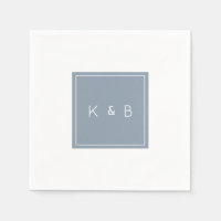 Monogramme moderne Dusty Blue & White Cocktail Nap