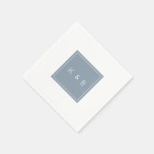 Serviette En Papier Monogramme moderne Dusty Blue & White Cocktail Nap (Coin)