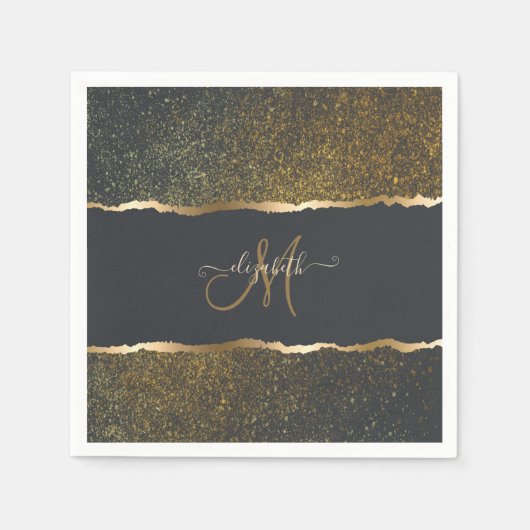 Serviette En Papier Monogramme moderne Elegant Gold Touch (Devant)
