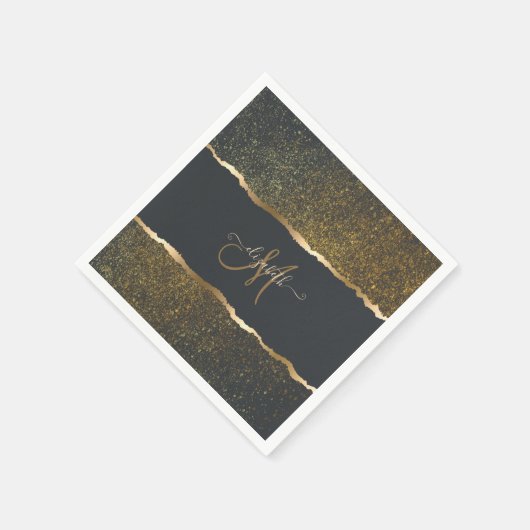Serviette En Papier Monogramme moderne Elegant Gold Touch (Coin)