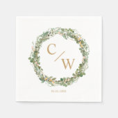 Serviette En Papier Monogramme moderne Élégante serviettes Eucalyptus (Devant)