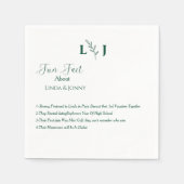 Serviette En Papier Monogramme moderne Emerald script fun faits mariag (Devant)