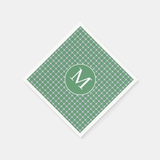 Serviette En Papier Monogramme moderne en cercle blanc rétro motif (Coin)