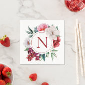 Serviette En Papier Monogramme moderne Floral personnalisé (En situation)