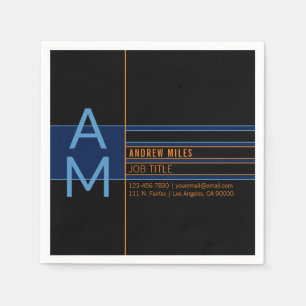Serviette En Papier Monogramme Moderne & Formes et Couleurs Modifiable