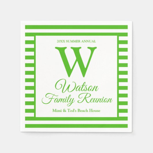 Serviette En Papier Monogramme moderne Grandes vertes Retrouvailles fa (Devant)