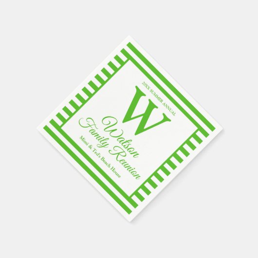 Serviette En Papier Monogramme moderne Grandes vertes Retrouvailles fa (Coin)