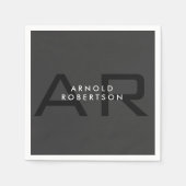 Serviette En Papier Monogramme moderne Gris clair tendance Ajouter un  (Devant)
