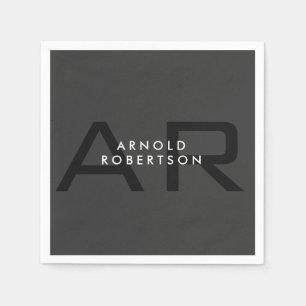 Serviette En Papier Monogramme moderne Gris clair tendance Ajouter un 