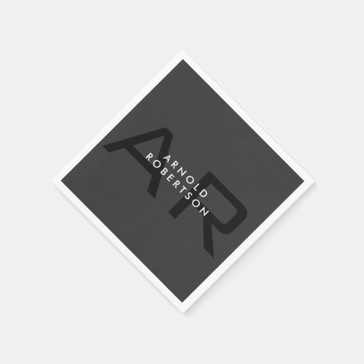 Serviette En Papier Monogramme moderne Gris clair tendance Ajouter un  (Coin)